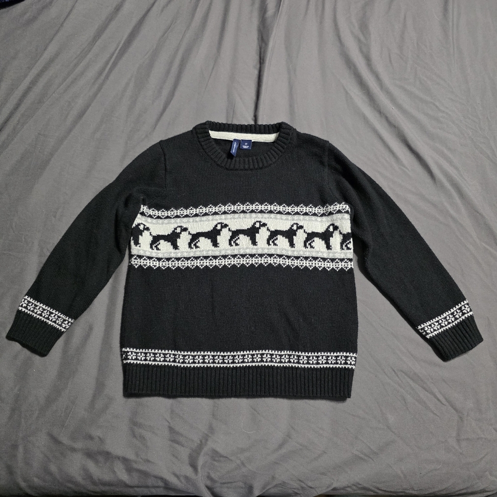 Janie and Jack Black and White Dog Crewneck Sweater Size 2T
